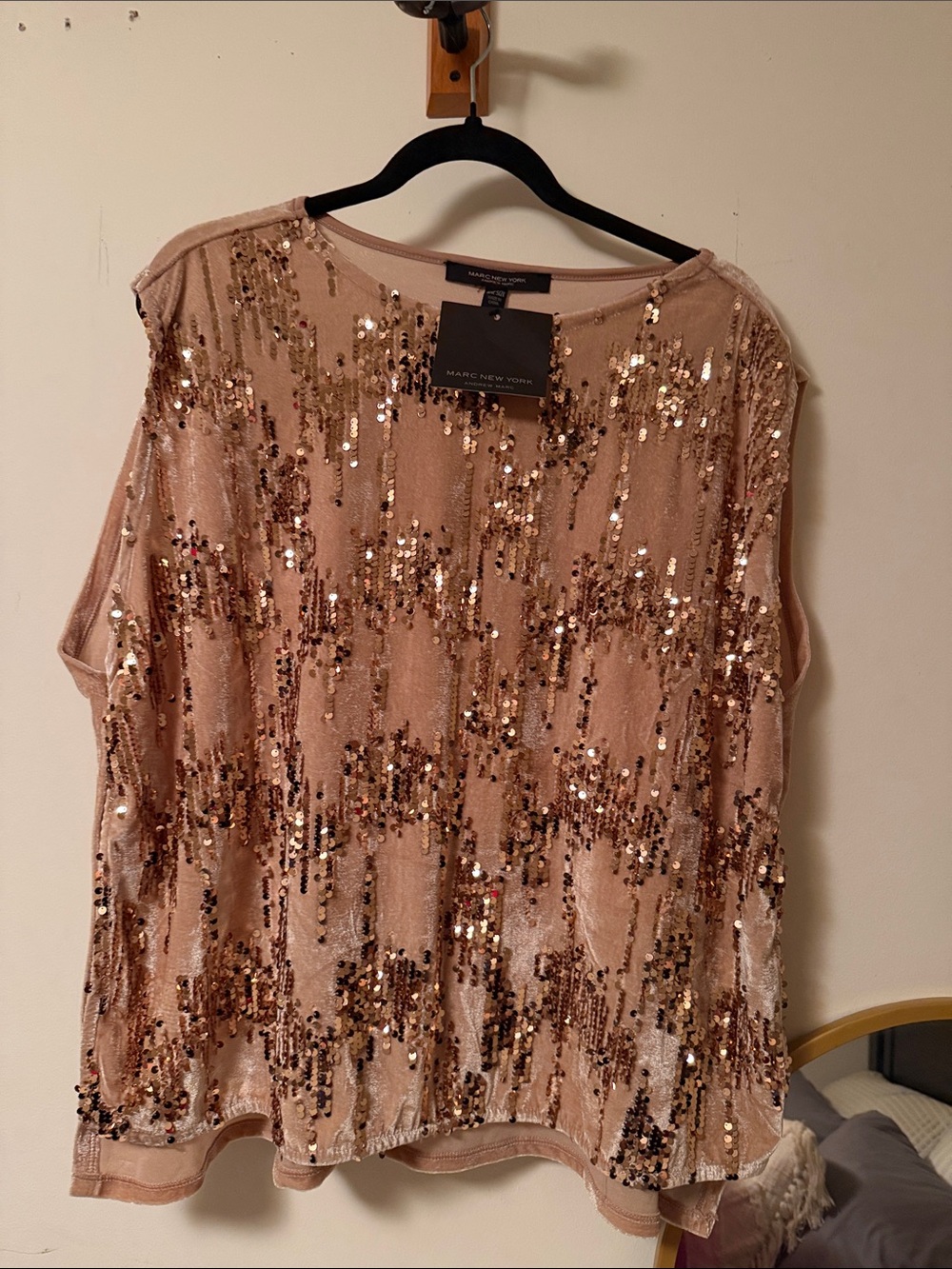 Marc New York Rose Gold Sequin Tunic Top
